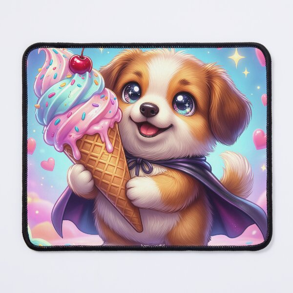 Item preview, Kawaii Puppy Holding Giant Ice Cream Cone – Cute Pastel Dessert Dog Superhero Sticker designed and sold by Furfolkz.