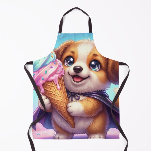 Item preview, Kawaii Puppy Holding Giant Ice Cream Cone – Cute Pastel Dessert Dog Superhero Sticker designed and sold by Furfolkz.