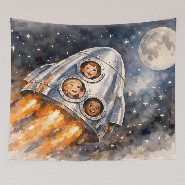 Item preview, Children in a Rocketship Adventure designed and sold by cuprum.