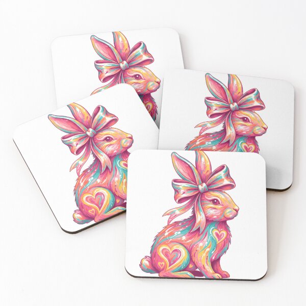 Item preview, bunny coquette bow, Brushstroke bunny easter, pink bunny, easter, retro easter, Girls easter, preppy easter designed and sold by DesignDenDo ⭐⭐⭐⭐⭐.
