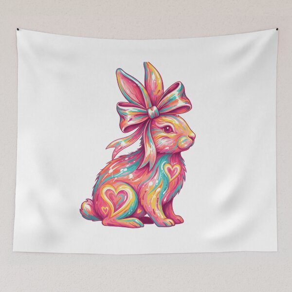 Item preview, bunny coquette bow, Brushstroke bunny easter, pink bunny, easter, retro easter, Girls easter, preppy easter designed and sold by DesignDenDo ⭐⭐⭐⭐⭐.
