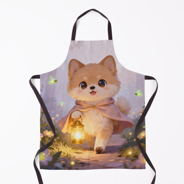 Item preview, Kawaii Pomeranian Lantern Walk – Cute Fluffy Puppy in Magical Firefly Forest Fantasy Night Aesthetic designed and sold by Furfolkz.
