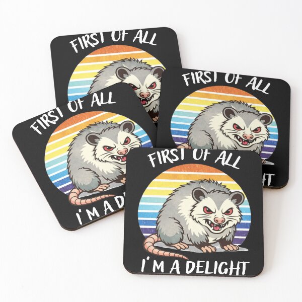 Item preview, First of All I’m a Delight – Cute Angry Opossum Retro Illustration designed and sold by Maryna_Reine.