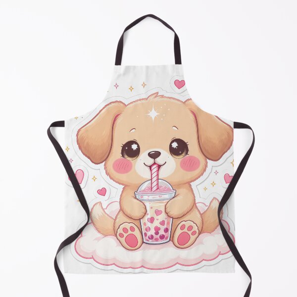 Item preview, Kawaii Puppy Drinking Strawberry Boba – Cute Chibi Dog Bubble Tea Sticker Pink Hearts Aesthetic designed and sold by Furfolkz.