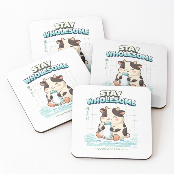 Item preview, Stay Wholesome – Cute Cow Holding Milk Bottle | Cozy Wholesome Animal Art designed and sold by Snackwear Apparel.