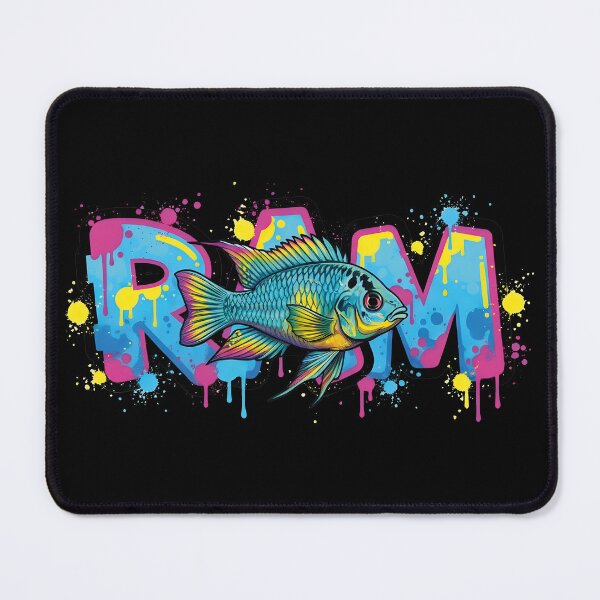 Item preview, Ram Cichlid Fish Graffiti Street Art - Urban Cichlid Aquarium Hobbyist designed and sold by TankTherapyArt.
