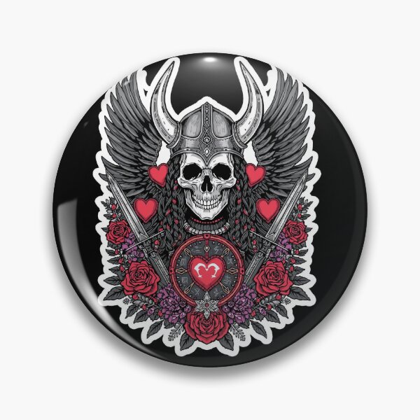 Item preview, Valkyrie Skull Love Warrior Wings and Roses designed and sold by Bone & Blade.