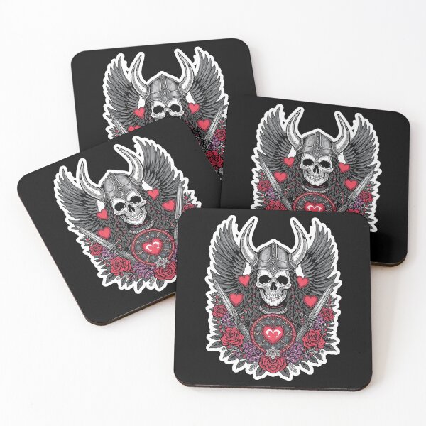 Item preview, Valkyrie Skull Love Warrior Wings and Roses designed and sold by Bone & Blade.