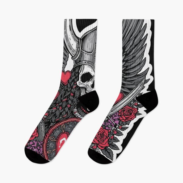 Item preview, Valkyrie Skull Love Warrior Wings and Roses designed and sold by Bone & Blade.