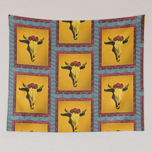 Item preview, Skull, Red Flowers and Textile  designed and sold by oh-bi-me.