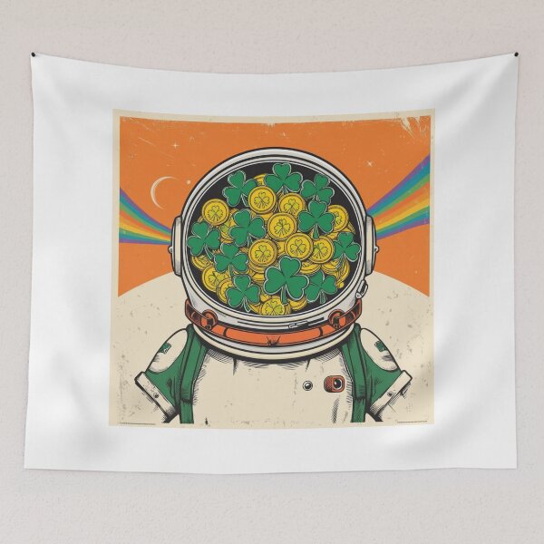 Item preview, Lucky Clover Astronaut Space Illustration designed and sold by PMTaurus.