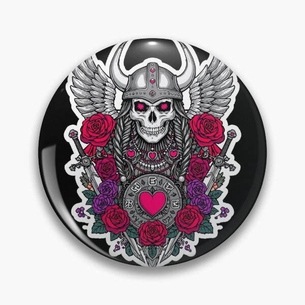 Item preview, Valkyrie Skull Love Warrior Wings and Roses designed and sold by Bone & Blade.