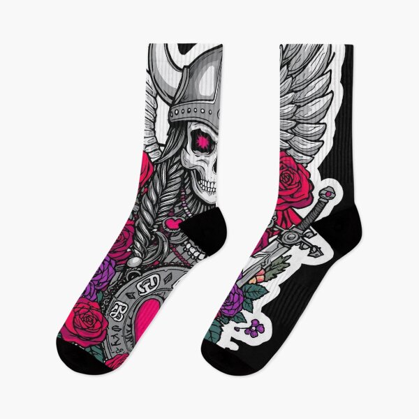 Item preview, Valkyrie Skull Love Warrior Wings and Roses designed and sold by Bone & Blade.