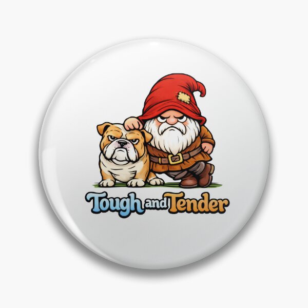 Item preview, Tough and Tender – Grumpy Gnome and Bulldog Illustration designed and sold by Moriarty's Digital Visions.