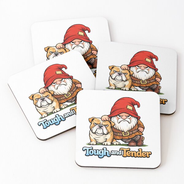 Item preview, Tough and Tender – Grumpy Gnome and Bulldog Illustration designed and sold by Moriarty's Digital Visions.