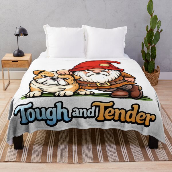 Item preview, Tough and Tender – Grumpy Gnome and Bulldog Illustration designed and sold by Moriarty's Digital Visions.