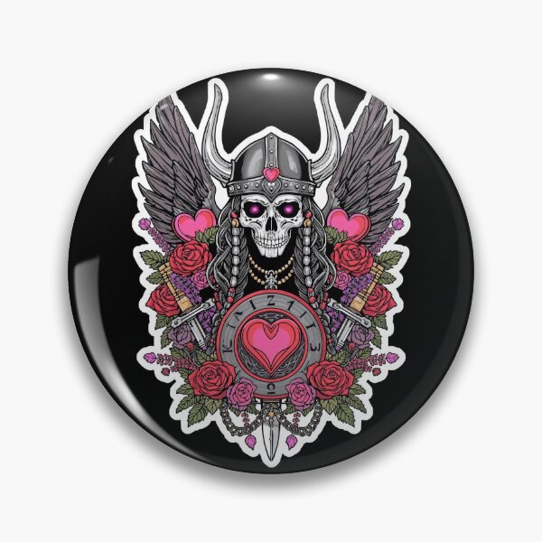 Item preview, Valkyrie Skull Love Warrior Wings and Roses designed and sold by Bone & Blade.