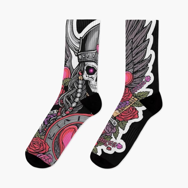 Item preview, Valkyrie Skull Love Warrior Wings and Roses designed and sold by Bone & Blade.