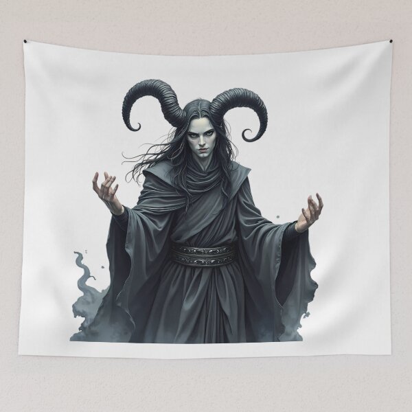 Item preview, The Horned Shadowcaster Fantasy Dark Art designed and sold by ART ATTACK ZONE.