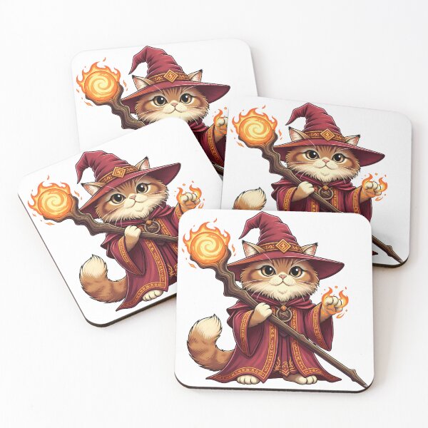 Item preview, Fire Wizard Cat D&D Pyromancer Kawaii Fantasy Art designed and sold by MindfulAssets.