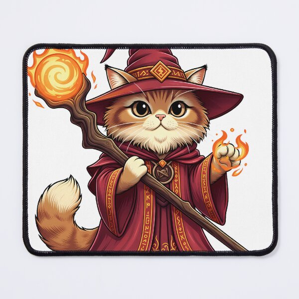 Item preview, Fire Wizard Cat D&D Pyromancer Kawaii Fantasy Art designed and sold by MindfulAssets.