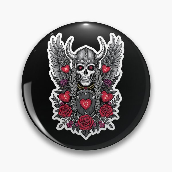 Item preview, Valkyrie Skull Love Warrior Wings and Roses designed and sold by Bone & Blade.