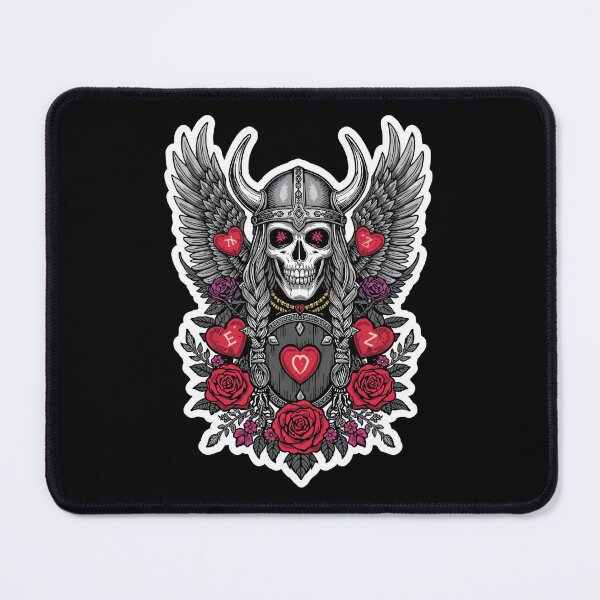 Item preview, Valkyrie Skull Love Warrior Wings and Roses designed and sold by Bone & Blade.