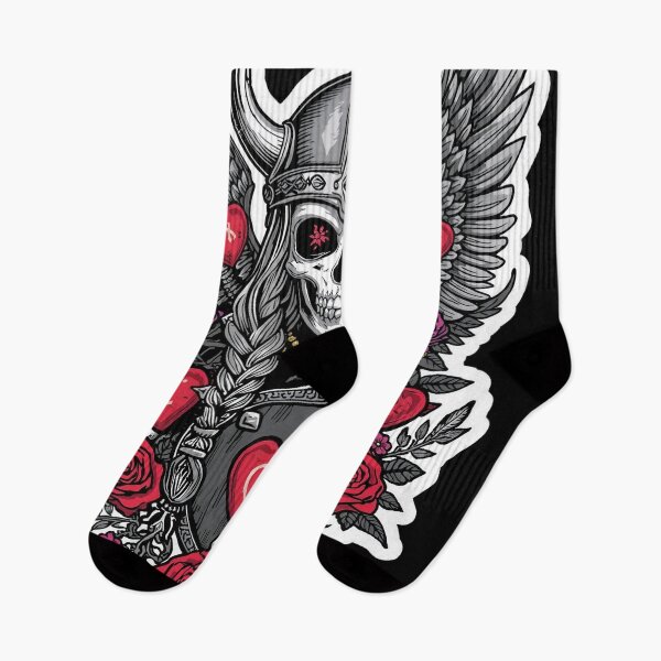 Item preview, Valkyrie Skull Love Warrior Wings and Roses designed and sold by Bone & Blade.