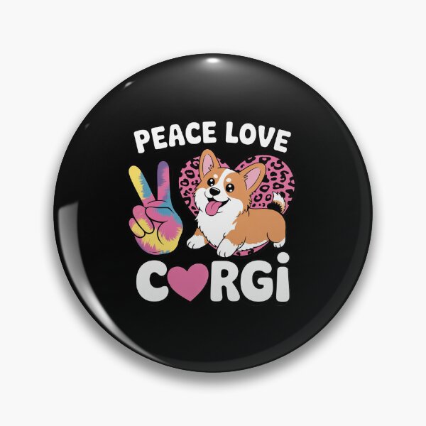 Item preview, Tie Dye Peace Love Leopard Black And White Corgi Dog designed and sold by angolinnArt.