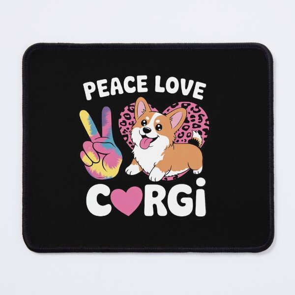 Item preview, Tie Dye Peace Love Leopard Black And White Corgi Dog designed and sold by angolinnArt.