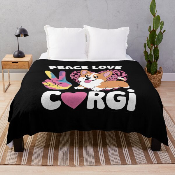 Item preview, Tie Dye Peace Love Leopard Black And White Corgi Dog designed and sold by angolinnArt.