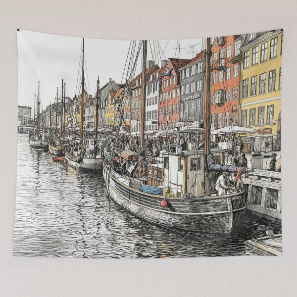 Item preview, Canal with boats in Nyhavn, Copenhagen designed and sold by sid1802.