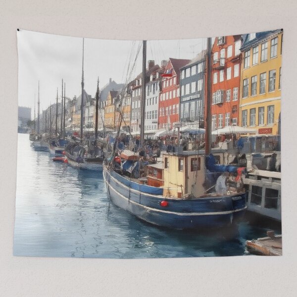 Item preview, Canal with boats in Nyhavn, Copenhagen designed and sold by sid1802.