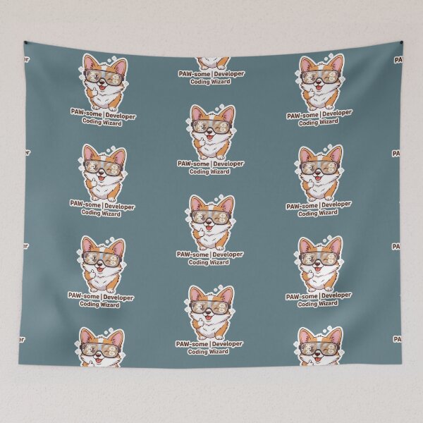 Item preview, Cute Corgi Developer - PAW-some Coding Wizard Sticker designed and sold by Dreamy Armine Art.