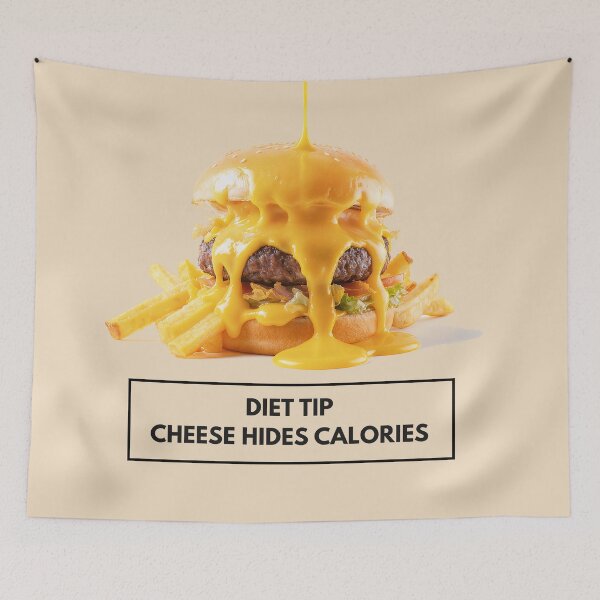 Item preview, Diet Tip: Cheese Hides Calories Funny Food Quote designed and sold by IdeaSmith.