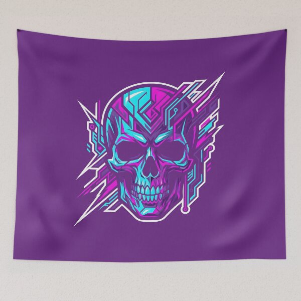 Item preview, Cyberpunk Glitch Skull Neon Circuitry Synthwave 2026 designed and sold by MarCinu Art.