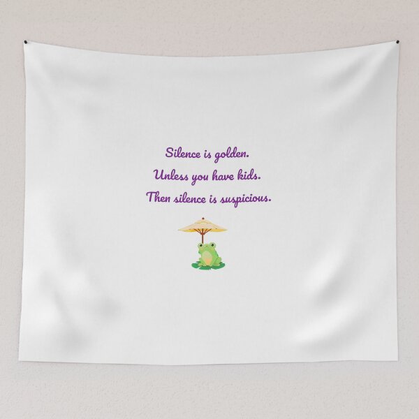 Item preview, SUSPICIOUS SILENCE FROG | Funny Parenting Quote Art | Cute Frog Under Umbrella Graphic designed and sold by SergioMiklos.