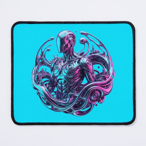 Item preview, Cyberpunk Liquid Metal Android Chrome Art 2026 designed and sold by MarCinu Art.