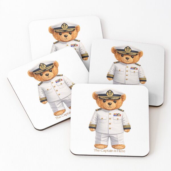 Item preview, Cute Naval Captain Teddy Bear in White Uniform - Sailor & Boating Gift designed and sold by CuteBear87.