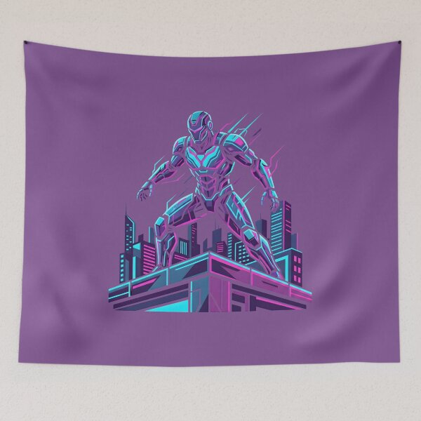 Item preview, Cyberpunk Warrior Synthwave City Aesthetic Future Medieval 2026 designed and sold by MarCinu Art.