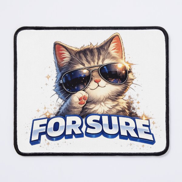 Item preview, For Sure Cat Sunglasses Cute Funny Meme designed and sold by first-shirt ⭐ ⭐ ⭐ ⭐ ⭐.