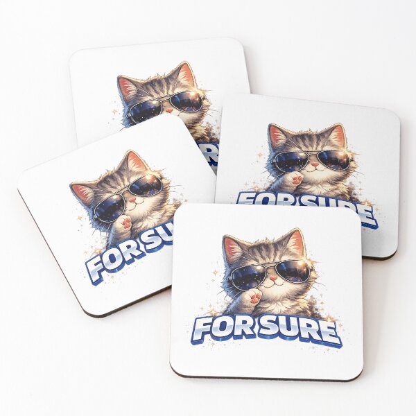 Item preview, For Sure Cat Sunglasses Cute Funny Meme designed and sold by first-shirt ⭐ ⭐ ⭐ ⭐ ⭐.
