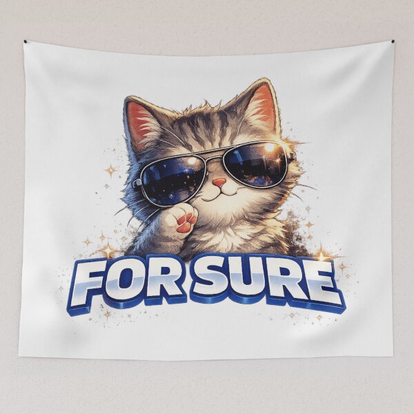 Item preview, For Sure Cat Sunglasses Cute Funny Meme designed and sold by first-shirt ⭐ ⭐ ⭐ ⭐ ⭐.