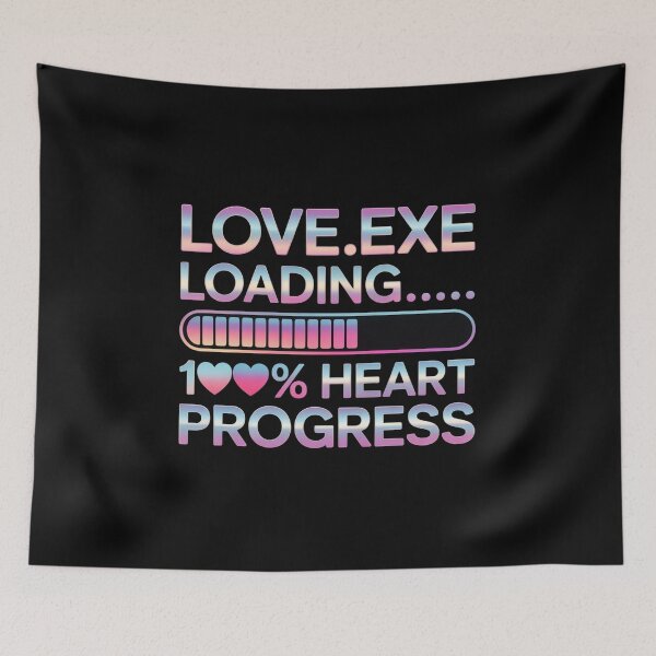 Item preview, Love.exe Loading 100% Heart Progress. Cyberpunk Neon Romantic Tech Typography designed and sold by Aarvya Fashion Club ( A.F.C ).