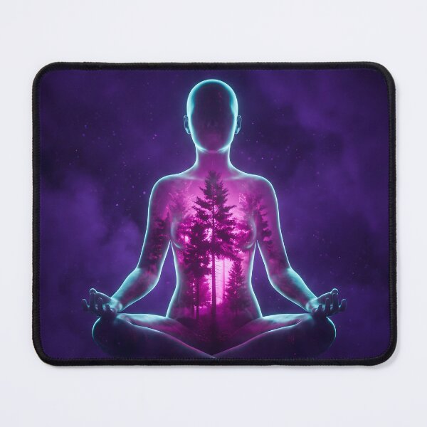 Item preview, Neon Zen Meditation Synthwave Forest Spirit 2026 designed and sold by MarCinu Art.