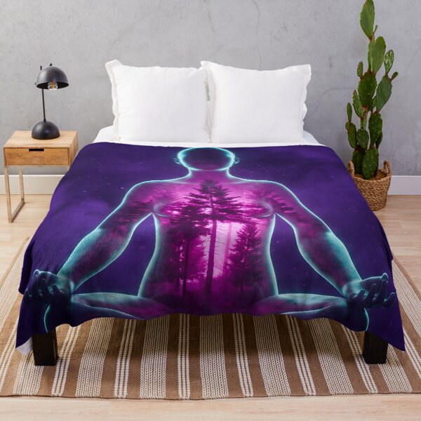 Item preview, Neon Zen Meditation Synthwave Forest Spirit 2026 designed and sold by MarCinu Art.