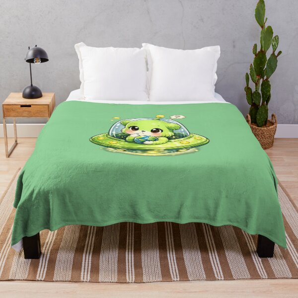 Item preview, Cute Green Alien Puppy in UFO Holding Earth designed and sold by MKVisions.