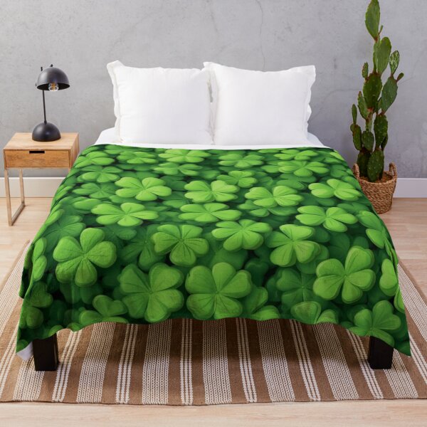 Item preview, Lucky Green Clover Pattern - Vibrant Four Leaf Clover Shamrock Art designed and sold by HuzzyPrints.