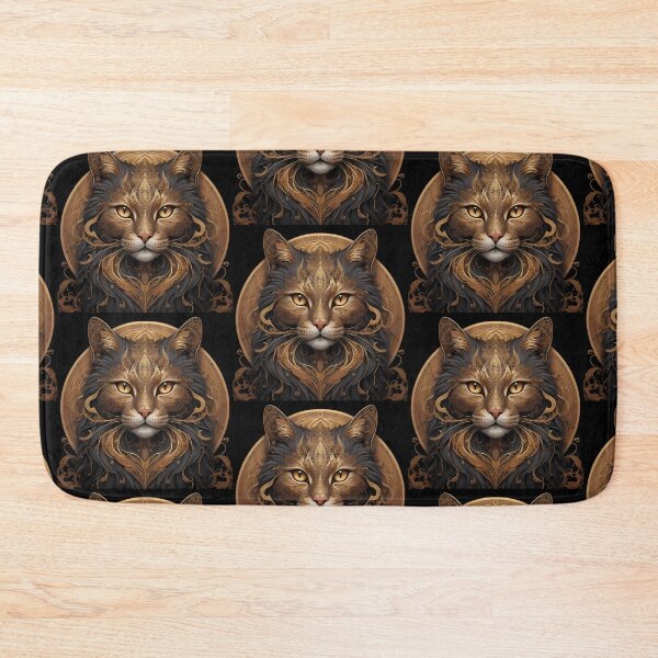 Item preview, Majestic Golden Ornate Cat Portrait - Regal Feline Mandala Art designed and sold by Dreamy Armine Art.