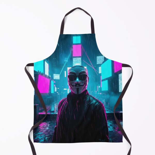 Item preview, Neon Cyberpunk Anonymous Mask Glitch Rain 2026 designed and sold by MarCinu Art.